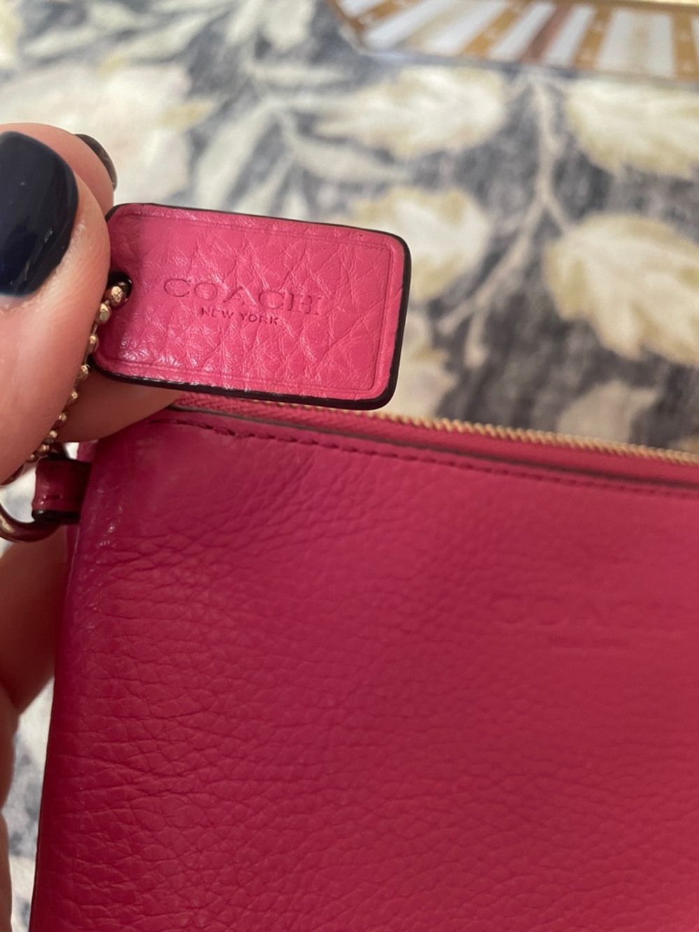 Coach Pink Pebbled Leather Wristlet Clutch Two Compartments Zippered - Picture 13 of 14